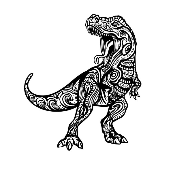 3” Dinosaur Mandala T-Rex Sticker Geometric Spiritual Focus Energy Positive Vibe