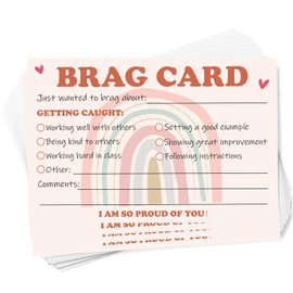 VGoghex Boho Rainbow Brag Card, Teacher Notes Home to Parents, School Appreciation and Recognition Award Cards, Elementary Classroom Supplies, 50PCS