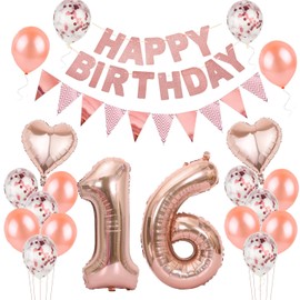 Balloons 16th Birthday Girl Decoration Rose Gold, Birthday Decoration 16 Years Girls, Balloons 16th Birthday Decoration, Decoration 16th Birthday Girl Decoration Rose Gold, Birthday Banner 16th