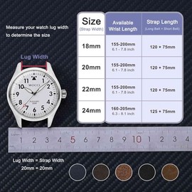 WOCCI Business Style Correa de reloj de piel, hebilla de acero inoxidable, 18 mm 20 mm 22 mm 24 mm