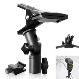 Selens Photography Reflector Clamp Holder Speedlite Hot Shoe Bracket with 1/4" & 3/8" Screw Mount with Photo Studio Light Stand, Lighting Umbrella Reflector