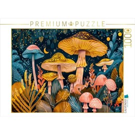 CALVENDO Puzzle Pastel Mushroom Magic and Little Fox | 1000 Pieces Size 25" x 19"
