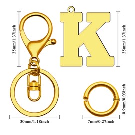Dabihu Initial Letter K Alphabet Keychain Initial Monogram Letter Keyring Stainless Steel Letter Pendant with Key Ring for Car Key Handbag Backpack Bag Purse