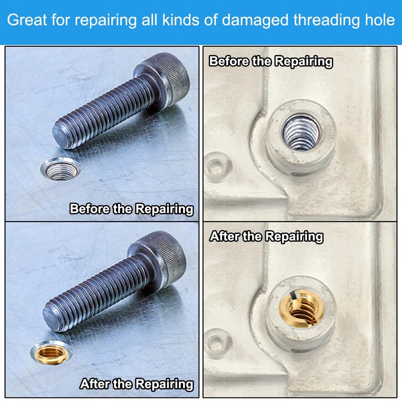 PATIKIL Brass Threaded Repair Insert Nut, 8 Pcs M8xM4x10mm Male
