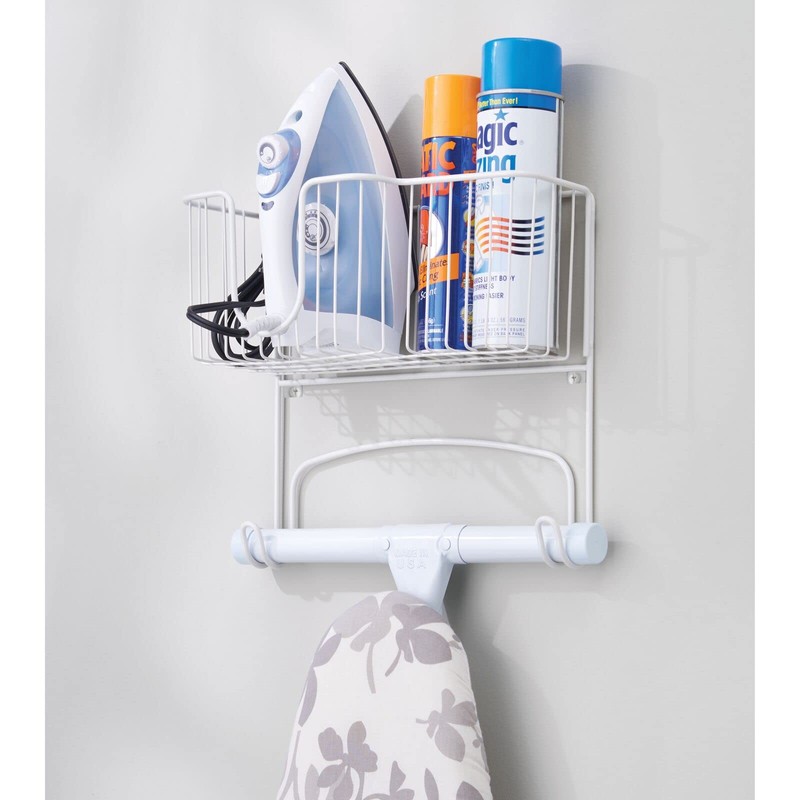 mDesign Wall Mounted Ironing Board Holder - Steel Ironing Board