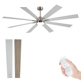 72 Inch Ceiling Fan with Light and Remote, Modern Large Industrial Ceiling Fan with 5CCT, 8 Dual Finish Blade Outdoor Patio DC Motor Ceiling Fans for Big Bedroom Damp Rated Outside Gazebo Porch Garage