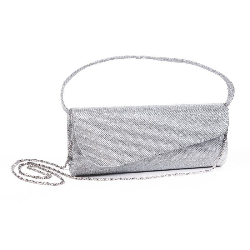 Damara Womens Oblique Flap Glitter Clutch Handbags,red