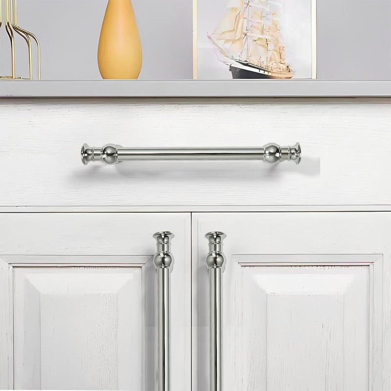 khtumeware 10 Pack 8inch(203mm) Hole Center Polished Nickel Cabinet Pulls