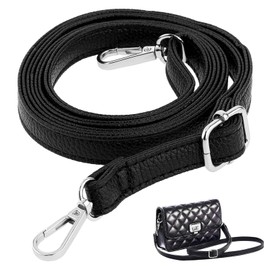 Shoulder Strap for Bags, Shoulder Strap for Bags, Bag Strap, Black, Bag Strap, Leather Strap for Bags, Carrying Strap Bag for Wallets, Shoulder Bags, Bag Strap (Silver Buckle)