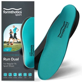 Formthotics Running Sports Insole, Thermoformed, Shock Absorption, Plantar Fasciitis, Flat Feet, Run Dual M Teal/Charcoal
