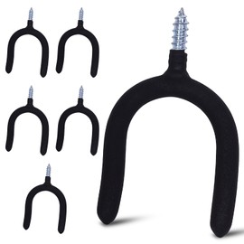 Lian.Ripple.Lian 6 Pack Garage Storage System Steel U Hooks with Anti-Slip Coating Home Improvement and Organization Screw in Hooks Easy Wall Mounting Heavy Duty Bike and Ladder (Black, 6 Pack)