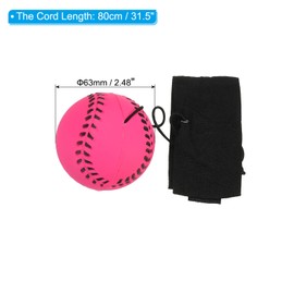 PATIKIL 2.5 Inch Sports Wrist Ball, Baseball Rubber Rebound Wristband Wrist Return Ball Sport on a String for Exercise Play, Fluorescent Rose Red