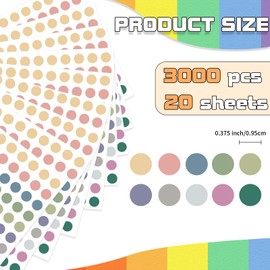 Dot Stickers - 3/8 Inch Morandi Circle Stickers, 3000 Pcs Self-Adhesive Color Coding Labels for Office, Classroom, Garage Sale
