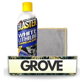 Blaster White Lithium Grease Spray 11 oz Bundle with Microfiber Cloth - Low-Odor Spray Grease for Auto Hinges, Gears & Hitches - Protects Against Moisture & Oxidation - (2 Items)