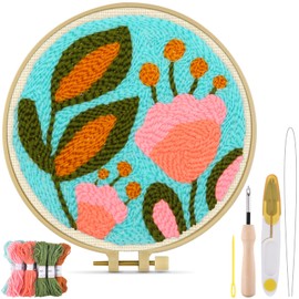 TINDTOP Punch Needle Embroidery Kit, Tulip Kits for Adult Beginners, Tools with Fabric, Hoops, Yarns and Needles