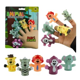 Heaton Party ® Animal Finger Set, 5 Pack Educational Fun Finger Puppets Toys for Girls Boys Monkey, Zebra, Elephant, Giraffe, Lion 6cm BPA-free PVC Puppets Bath Toys Easter Xmas Gift for Kids