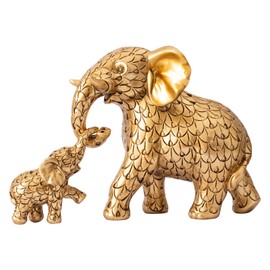 Estatua clásico de elefante dorado. Figuritas de elefante inspiradoras de buena suerte, salud. Regalos únicos de elefante para mujeres, mamás. Elefante decoración del hogar para sala de estar,