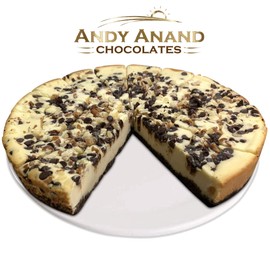 Andy Anand Turtle Cheesecake 9" with Chocolate Chip, Nuts & Caramel, Made Fresh in Traditional Way, Amazing-Delicious-Decadent & Greeting Card Birthday, Valentine Christmas Mothers Fathers day (2 lbs)