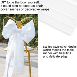 HMQIANG 6 Pack White Table Runners, Satin Table Runner 12x108 Inches Long, Silk and Smooth Fabric Table Runner for Wedding, Parties, Banquets, Events Decoration