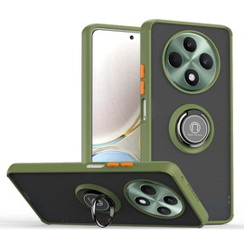 SEAHAI Case for OPPO Reno 12F 4G / OPPO Reno 12 FS 5G (Reno12 F 5G), Ultra Thin Hard Translucent PC Matte Back Soft TPU Dual Layer Hybrid Shockproof Cover, with Ring Holder Kickstand, Army green