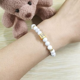 Oneress Zodiac Sign Constellation Distance Prayer Blessing Bracelet Paired with Fashionable 6mm Howlite Bracelet for Couples Friends Gifts for Birthday SJYA4647 (Gemini)