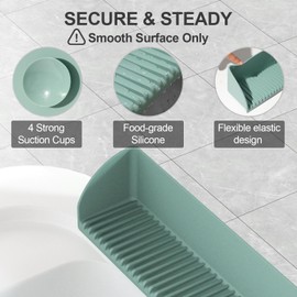 Bathtub Splash Guard for Tub - 2Pack Silicone Tub Water Splash Guard with 4 Suction Cups, Bath Toy Holder, Tub Play Shelf for Kids, Bathtub Side Splash Guard Tray, Toddler Bathroom Essentials, Aqua