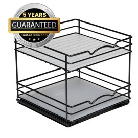 Pull Out Cabinet Organizer for Spices, Cans - Heavy Duty with Lifetime Limited Warranty- Pull Out Spice Rack- Cabinet Pull Out Shelf for Cans,Dishes, Etc, 20-3/8"Wx 10-1/2"D x 2-3/4” H, Black