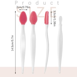5 Pcs Lip Brush Tool Gentle Lip Scrub Double-Sided Silicone Mini Exfoliating Gloss Applicators Makeup Cleansing Kits for Smooth Soft Bright Healthy Men Women