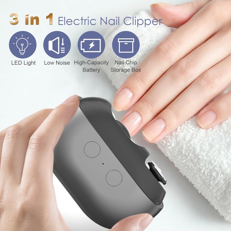 Electric Nail Clipper, 3 in 1 Electric Nail Clippers for