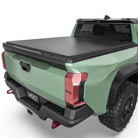 LEDKINGDOMUS Soft Roll-Up Tonneau Cover Fits for Toyota Tacoma 2024 2025 (Excl. Trail), 5ft Bed with Track Rail System, Full Protection with Durable Double-Layer PVC