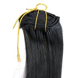 WIG ME UP - EX03-1 Clip-In Hair Extensions 8 pcs complete set, full head, different width, length 16inch inch, colour: deep black 1