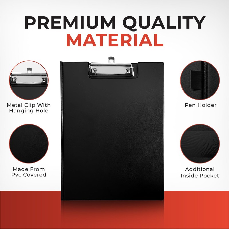 Janrax A4 Black PVC Foldover Clipboard