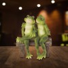 5"H Frog Couple Sitting on Bench Statue Fantasy Animal Figurine Room Decor