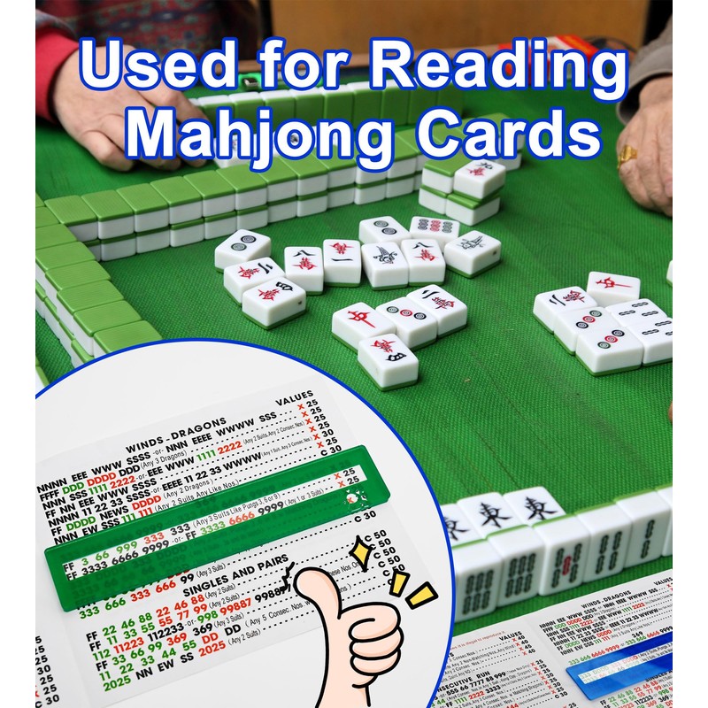 QANIUOS Mahjong Line Finder, 2 Pack Mahjong Rules Reader, Acrylic