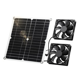 SUNYIMA Solar Fan, 12 W Solar Panel Fan, Weatherproof, with DC Double Fan for Small Chicken Coops, Greenhouses, Sheds, Pet Houses, Window Exhaust (Double Fan)
