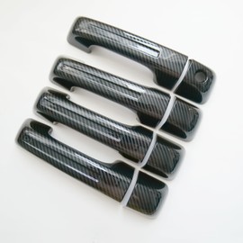 CYAuto Chrome Carbon Fiber Gloss Black Exterior Door Handle Cover Trims for Dodge RAM 1500 2019-2023 (No Keyless Holes, Carbon Fiber Style)