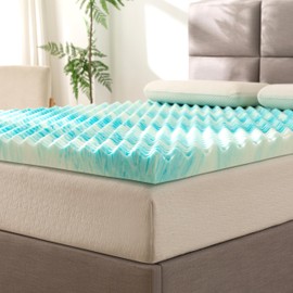 Elegant Comfort 3 Inch Mattress Topper - Gel Infused Memory Foam - Assist with Airflow - Pressure Points Support - Mattress Pad and Bed Topper - Blue Swirl, Queen Size