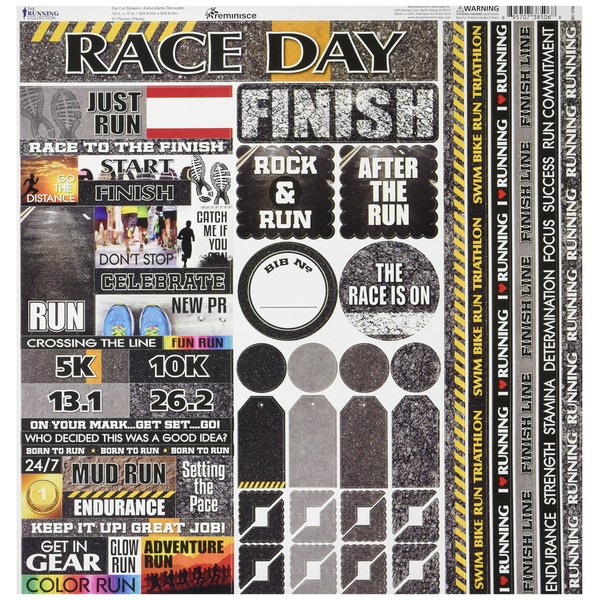 Reminisce TRUC-100 Running Cardstock Sticker, 12" by 12", Multicolor