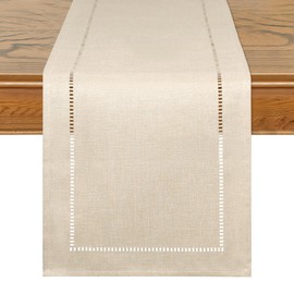 LOMOHOO Beige Table Runner 108Inches Long Linen Table Runner,Farmhouse Table Runner,Modern Table Runner for Kitchen Dining Table Decoration