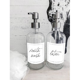 Chaumiere Vintage Farmhouse Mouthwash and Lotion Labels for Bottles, Waterproof Stickers, Mouthwash and Lotion Labels for Amber Glass & Plastic Bottles - 3 Mouthwash and 3 Lotion 6 Pieces 3x3inch