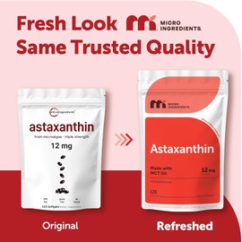 Astaxanthin 12mg with MCT Oil, 120 Softgels | Premium Antioxidant Supplement from Fresh Microalgae | Triple Strength, Non-GMO, Gluten-Free, No Soy, 4-Month Supply