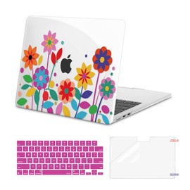 MOSISO Compatible with MacBook Air 13 inch Case 2025 2024 2023 2022 M4 A3240 M3 A3113 M2 A2681, Plastic Hard Shell&Keyboard Cover&Screen Protector for MacBook Air 13.6 inch Case, Watercolor Flowers