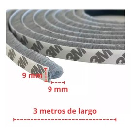 ESTUCHELANDIA 3 metros Tira Rollo Adhesiva De Cepillo Antipolvo tira de sellado 9mm x 9mm autoadhesiva para puerta y ventana, aislamiento acústico para puerta y ventana de casa, junta de tira a prueba