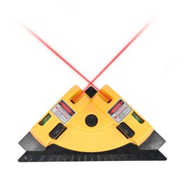 VortecSys Square Laser Right Angle 90 Degree Level - 30ft Green Beam Line Projection for Flooring & Tile Installation, Magnetic Aluminum Base with Two Suction Cups Built-In Bubble Vials (Yellow)
