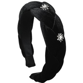 Lets Joy Geflochtene Stirnbänder, Dirndl Geflochten Stirnband, Oktoberfest Haarreif, Samt Haarreif, Vintage Gepolsterte Haarreifen, Oktoberfest Party Haarschmuck Party Zubehör-Schwarz