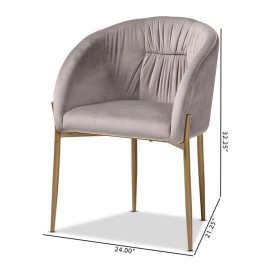 Baxton Studio Ballard Grey Velvet Fabric and Gold Finished Metal Dining Chair