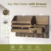 HOMEBROS Key Holder Wall Mount, Wooden Adhesive Mail and Key