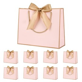 Yieseang Gift Bags for Presents,Bridesmaid Gift Bags for Present,Weddings,Bridal Shower,32x25x10cm,(Pink,8 Pack)