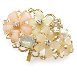 JewelVOX Pony Hook Hair Accessories, Women's, Hair Cuff, Flower, Bijou, Simple, Adult (A) White