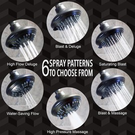 Aqua Elegante 6 Function Shower Head - High Pressure Boosting Adjustable Showerhead For Low Flow Showers, 1.8 GPM - Oil-Rubbed Bronze & California Certified